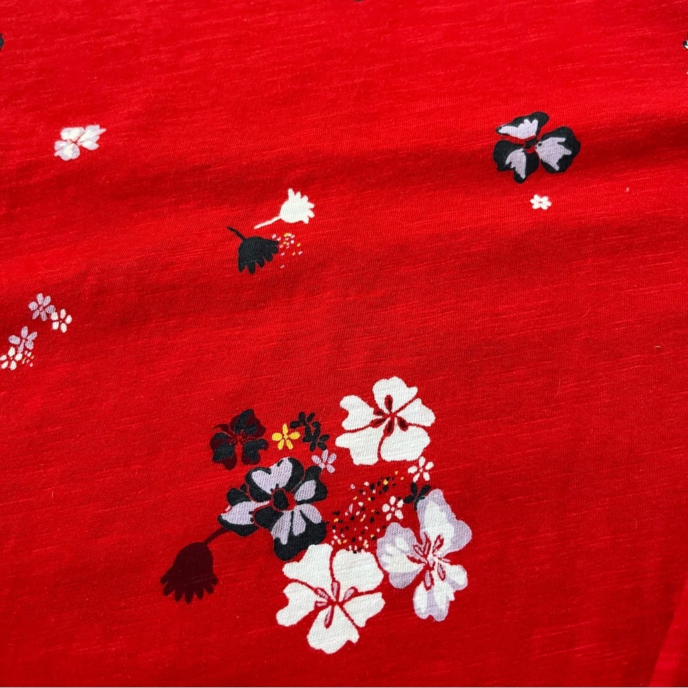 NWOT • Joe Fresh Long Sleeve Tee, Red with Flower Pattern - Picture 5 of 8